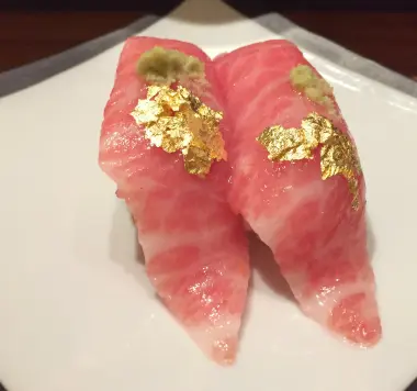 toro sushi with gold flake